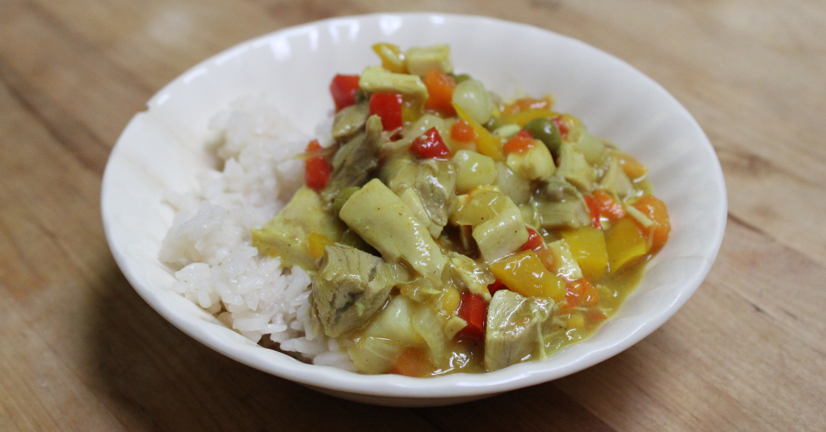 Easy Chicken Curry and Rice served in a bowl
