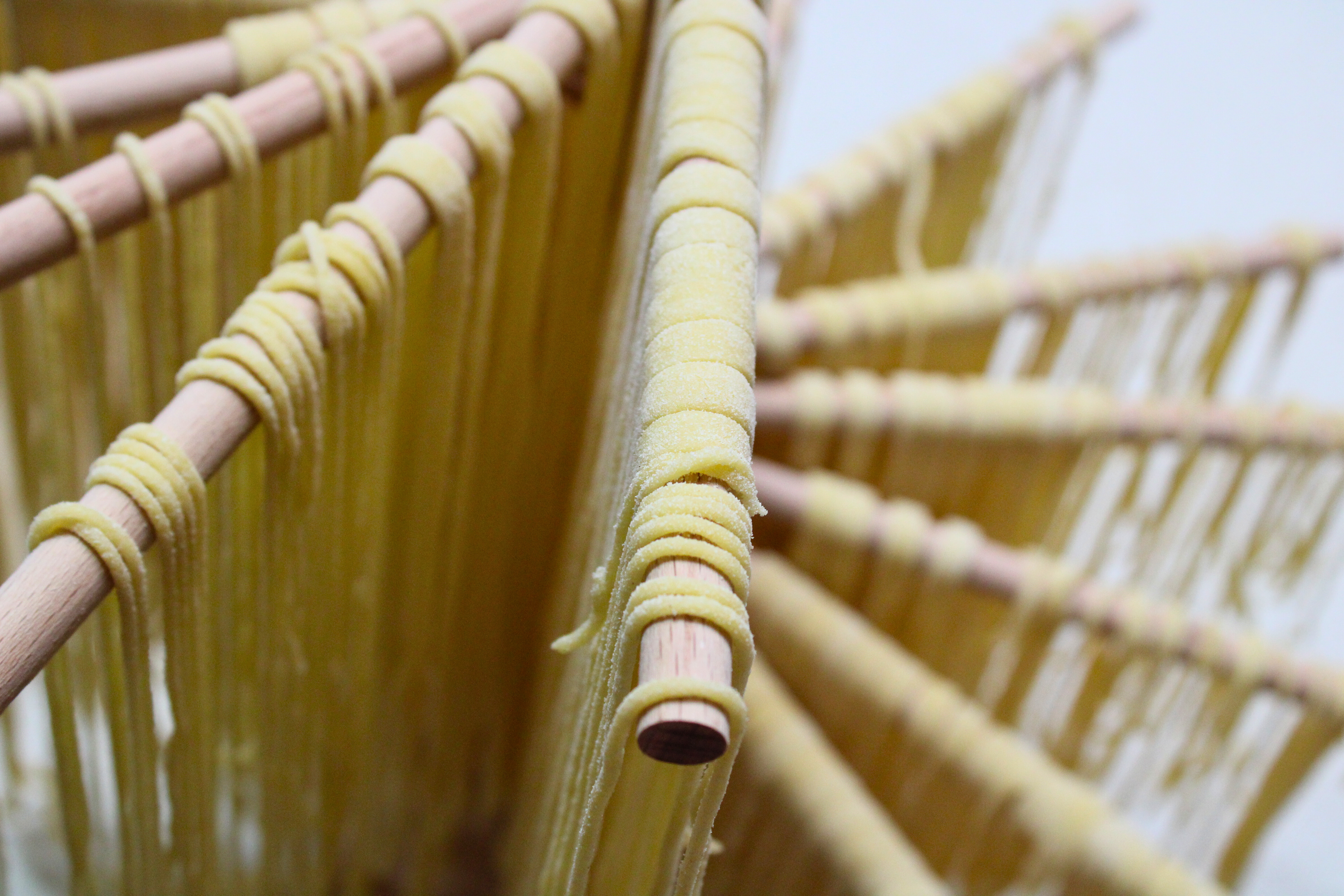 Pasta on a drying rack